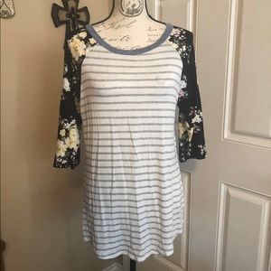 Floral and Striped Shirt